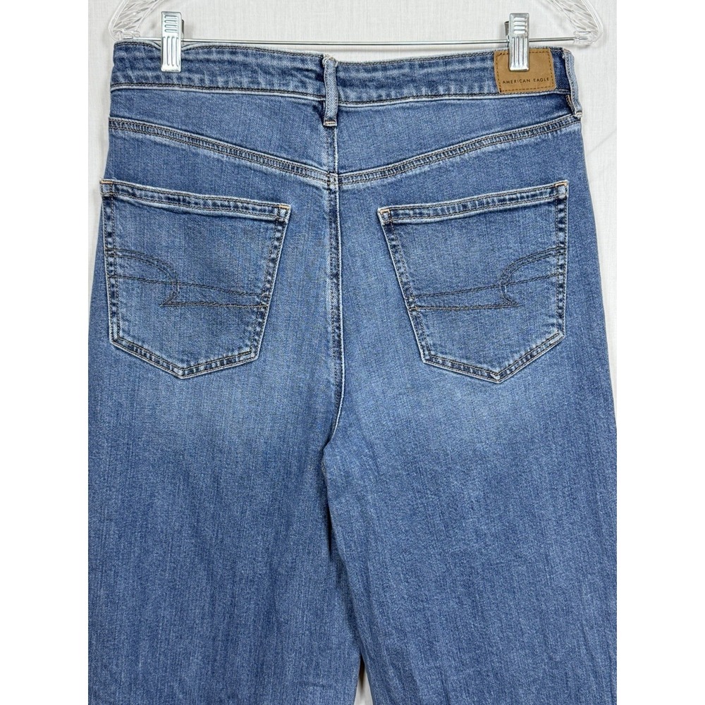 American Eagle Jeans Womens 10 Wide Leg Baggy Denim Super High Rise Distressed - Picture 5 of 11